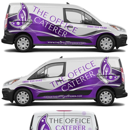 Futuristic design with the title 'the office caterer'