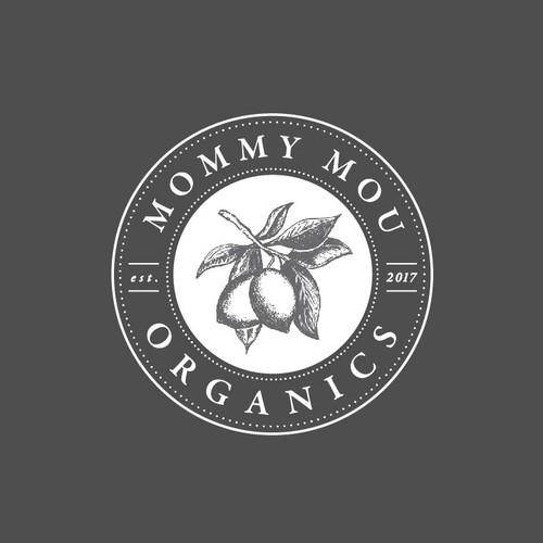 Sketchbook design with the title 'hand drawn logo for mommy mou organics'