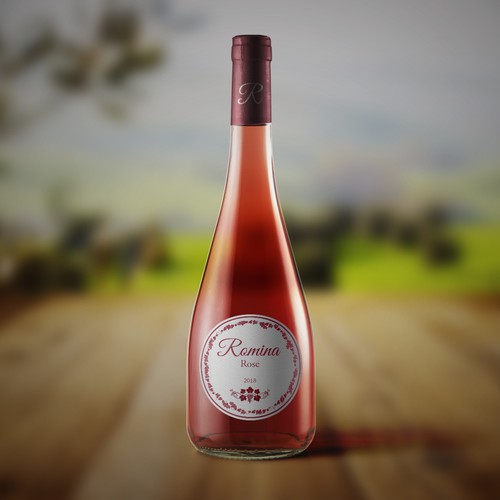 Rose label with the title 'rose wine bottle label design '