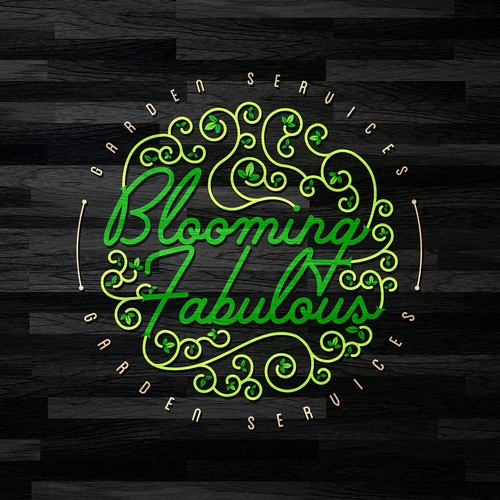 Green brand with the title 'company logo and brand for Blooming Fabulous Garden Services'