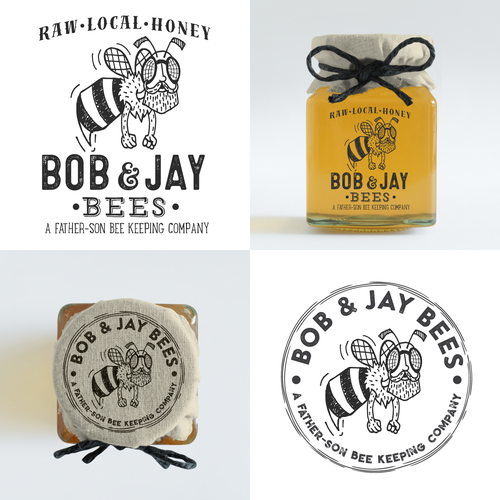 Honey logo with the title 'Simple but unique logo for father and son bee keeping/honey making company'