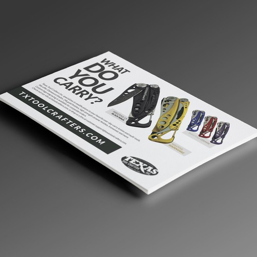 Magazine ad design with the title 'Texas Tool Crafters'