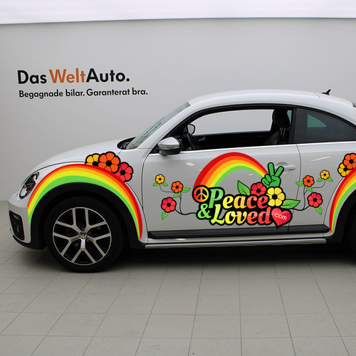 Vehicle graphic design with the title 'Peace&Loved'