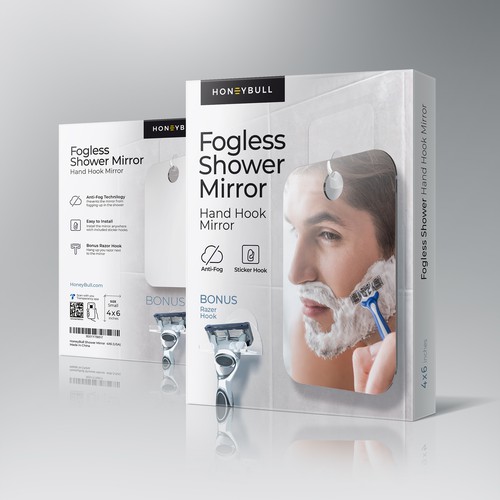 Mirror design with the title 'Fogless Shower Mirror'