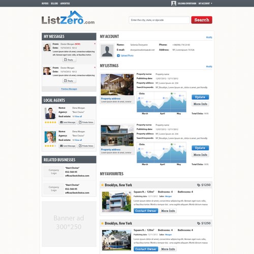 Real estate website with the title 'Be the ListZero Design Hero!'
