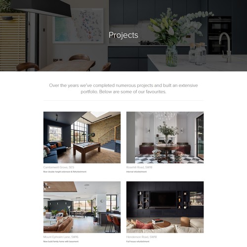 Interior design website with the title 'Squarespace Website For London Interior Design Firm'