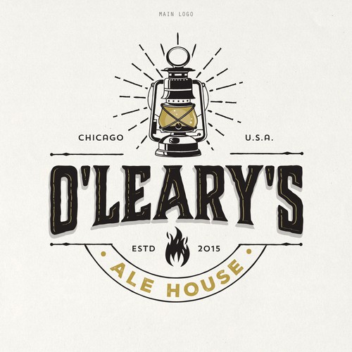 Rustic design with the title 'O'LEARY'S ALE HOUSE'