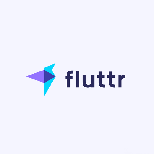 Overlapping logo with the title 'Fluttr'