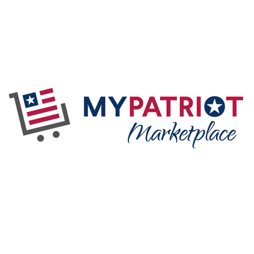Cart logo with the title 'Clever logo for MyPatriot Marketplace'