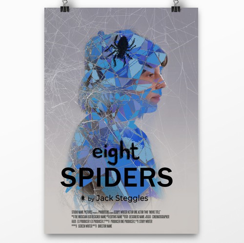Mosaic design with the title 'Eight Spiders ~ Web Mosaic Poster'