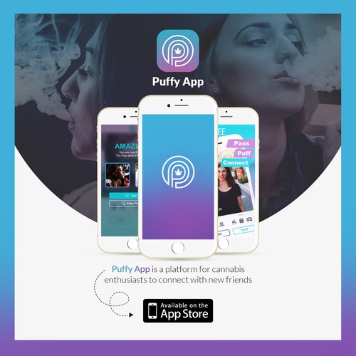 Attractive design with the title 'Instagram friendly sponsored ad for Puffy App'