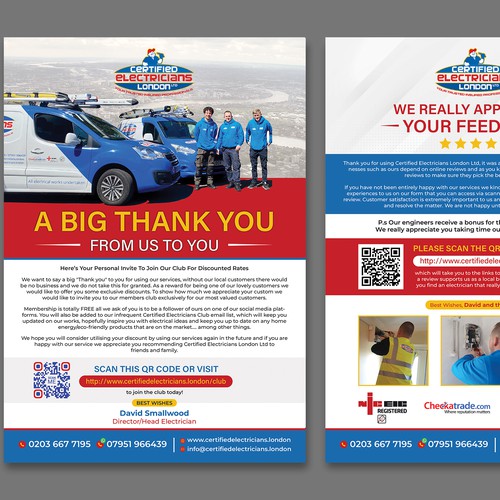 Thank you design with the title 'Certified Electricians London - Thank you Flyer'