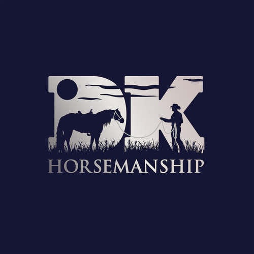 Horse riding logo with the title 'Winning Logo for DK Horsemanship'