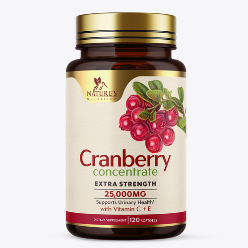 Dietary supplement label with the title 'Cranberry Concentrate label'