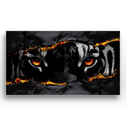 Black and white illustration with the title 'Tiger Eyes'