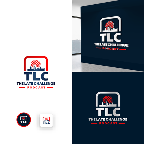 Cityscape design with the title 'The Late Challende Podcast Logo Design'