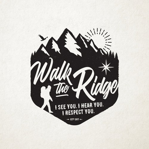 Hiking logo with the title 'Walk the Ridge'