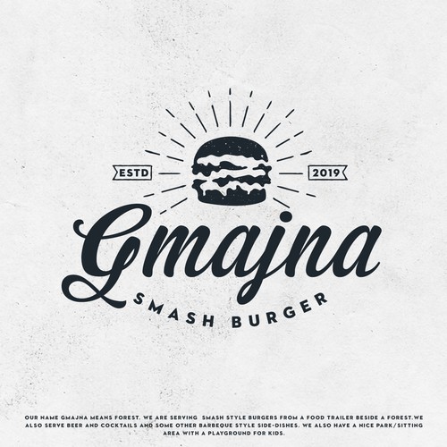 Burger logo with the title 'Hipster Logo for Smash Burger Company'