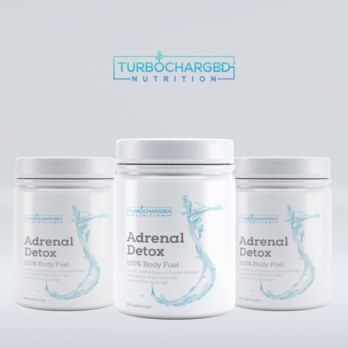 Water label with the title 'Label design for Adrenal Detox'