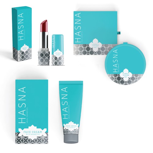 Geometric packaging with the title 'HALAL Cosmetics brand'