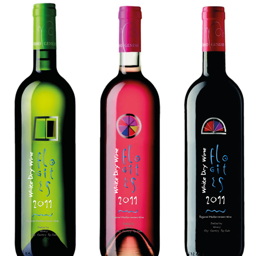 Colorful label with the title 'Wine Label Redesign (Minimal / Rustic)'