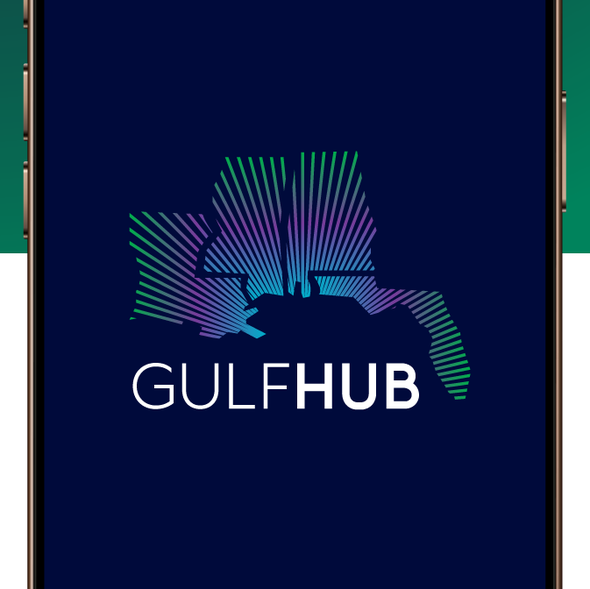 Community design with the title 'GULF HUB Logo & Brand Guide'