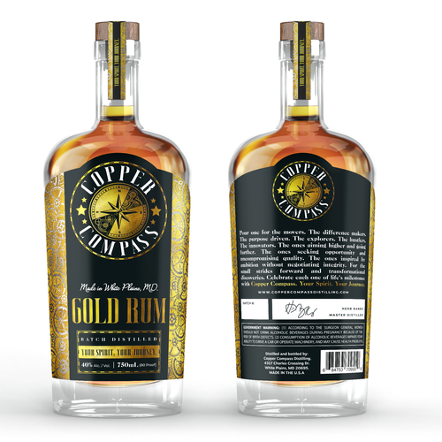 Elegant label with the title 'Copper Compass Label design'