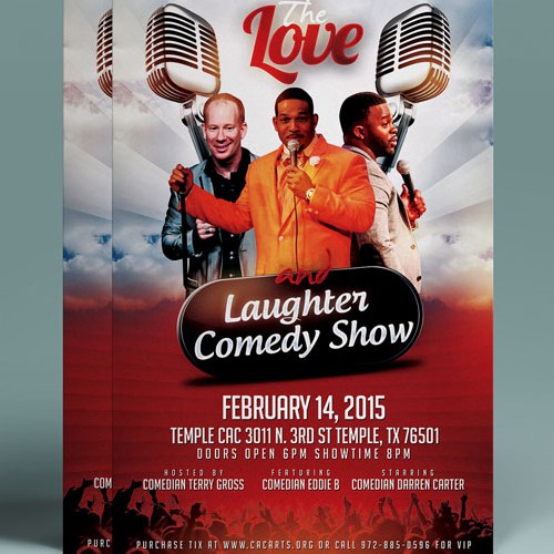 Show design with the title 'Love and Laughter comedy show event flyer'