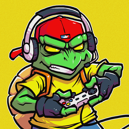 Turtle illustration with the title 'Sea Turtle Gamer'