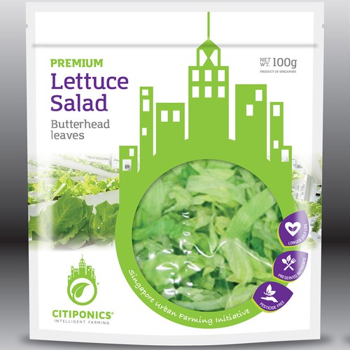 Sustainable packaging with the title 'Lettuce Salad Bag Design'