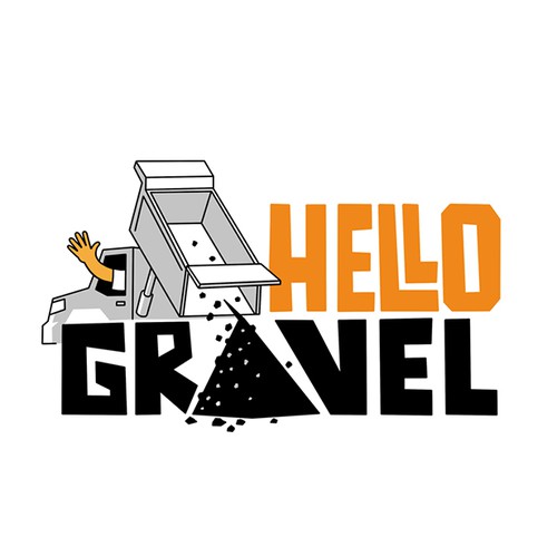 Truck logo with the title 'Hello Gravel'