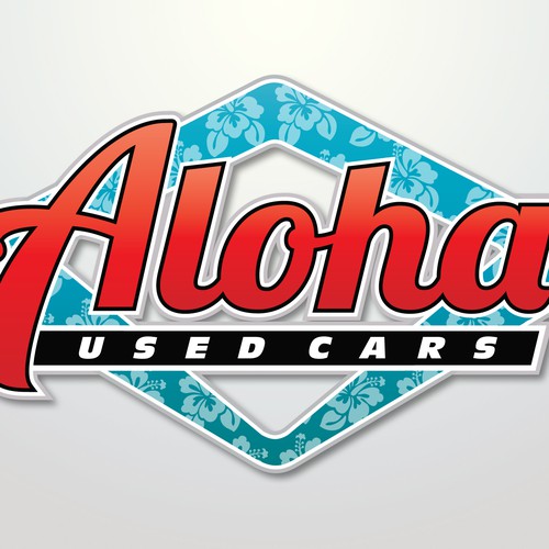 Aloha logo with the title 'Create a local Hawaiian Style logo for a Used Car business!'