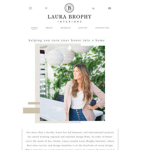 Interior design website with the title 'Creative Design for Brophy Interiors'