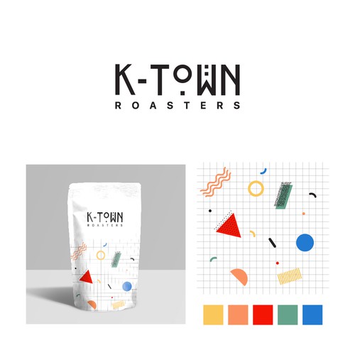 Memphis design with the title 'Logo for a coffee roaster'