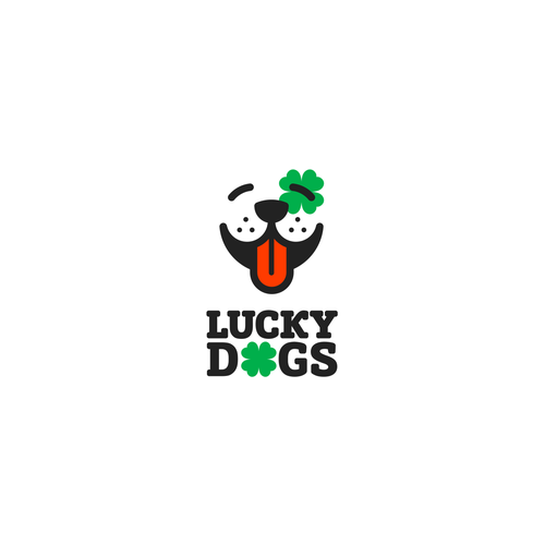 三叶草标志，标题为“LUCKY DOGS dog daycare”