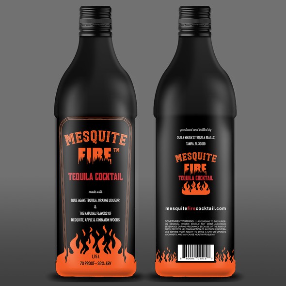 Winner label with the title 'Mesquite Fire Tequila Cocktail Label'