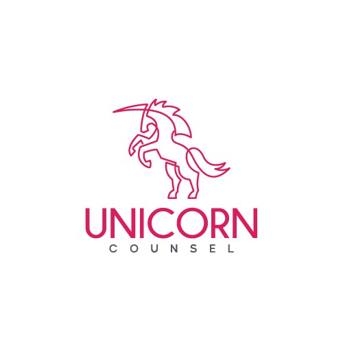 Legal design with the title 'Simple Unicorn Logo for a Legal Counsel Blog'