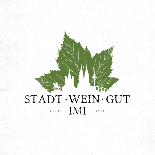 Distressed logo with the title '“Stadt.Wein.Gut.IMI” (City Winery IMI)'