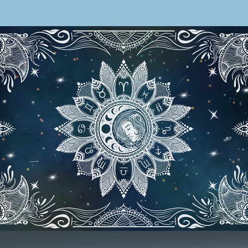 Mandala illustration with the title 'Custom floral mandala zodiac'