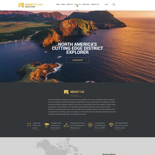 Mining website with the title 'Gold Mining Company Website'