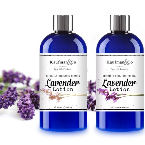 Lavender design with the title 'Lavender Lotion Label Bottle Design'