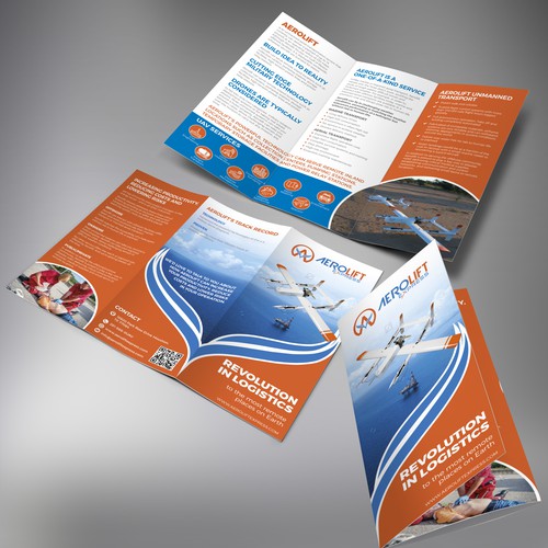 Drone design with the title 'Tri-fold Brochure for a Aerolift'