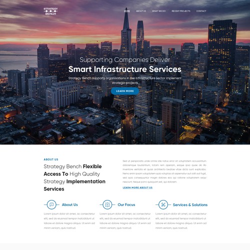 Office design with the title 'Strategy Bench'