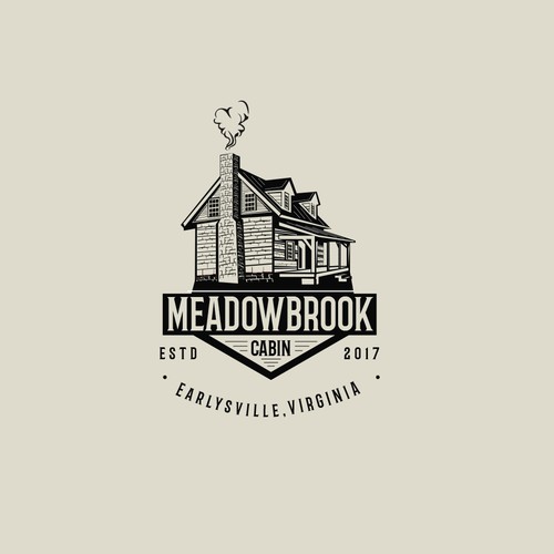 Cabin logo with the title 'Cabin in the rural virginia'