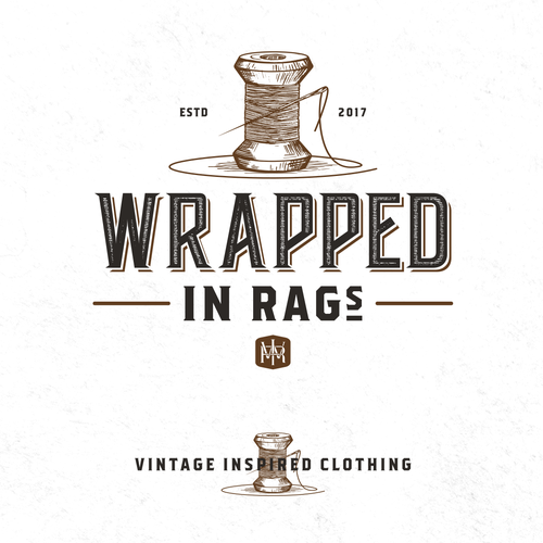 Needle logo with the title 'Logo for Wrapped in RAGs'