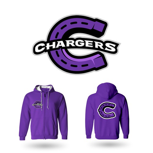 Horseshoe logo with the title 'Chargers Football Logo'