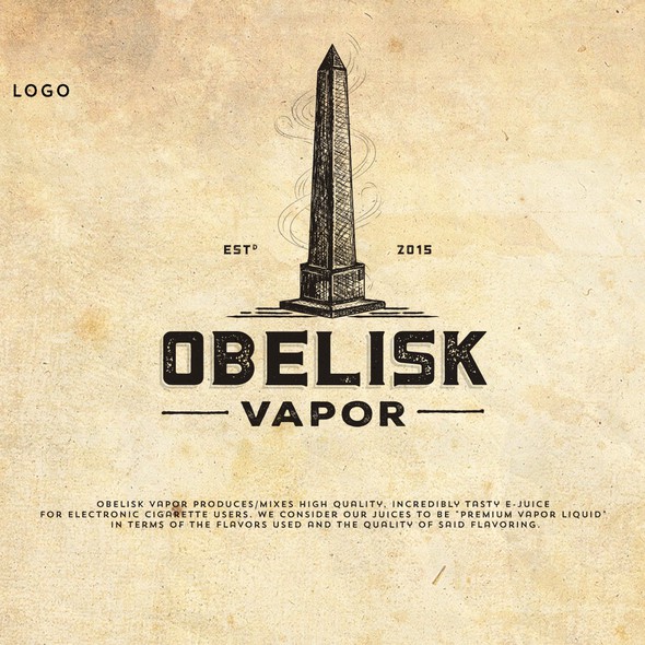 Vape design with the title 'Logo Design for Obelisk Vapor'