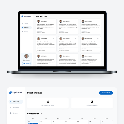 Desktop website with the title 'LinkedIn Schedule Post'