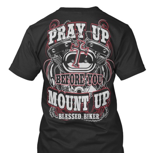 Automotive t-shirt with the title 'Blessed Biker'