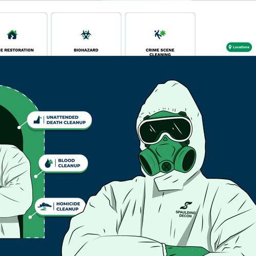 Website illustration with the title 'Biohazard Cleaning Technicians - Hero Images'